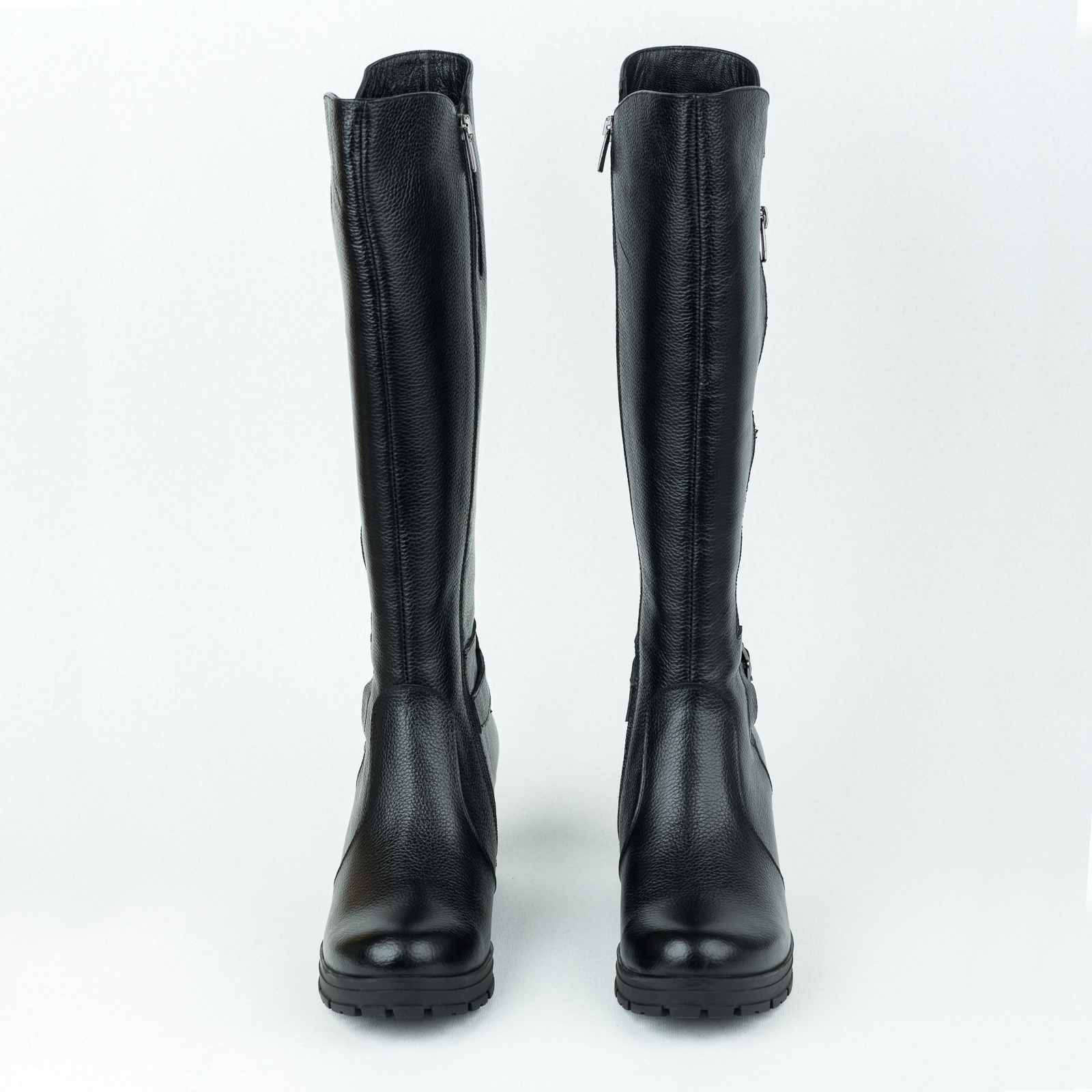Leather boots B636 - BLACK