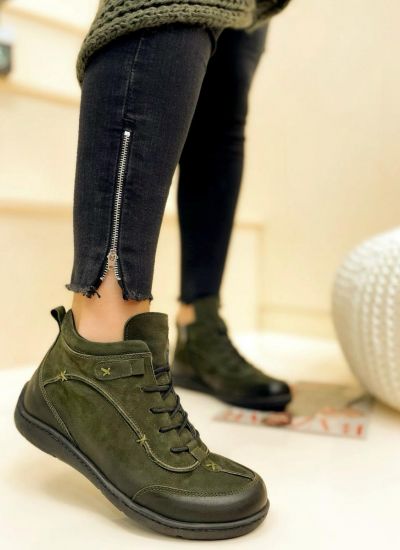 Leather ankle boots VIENNE - DARK GREEN