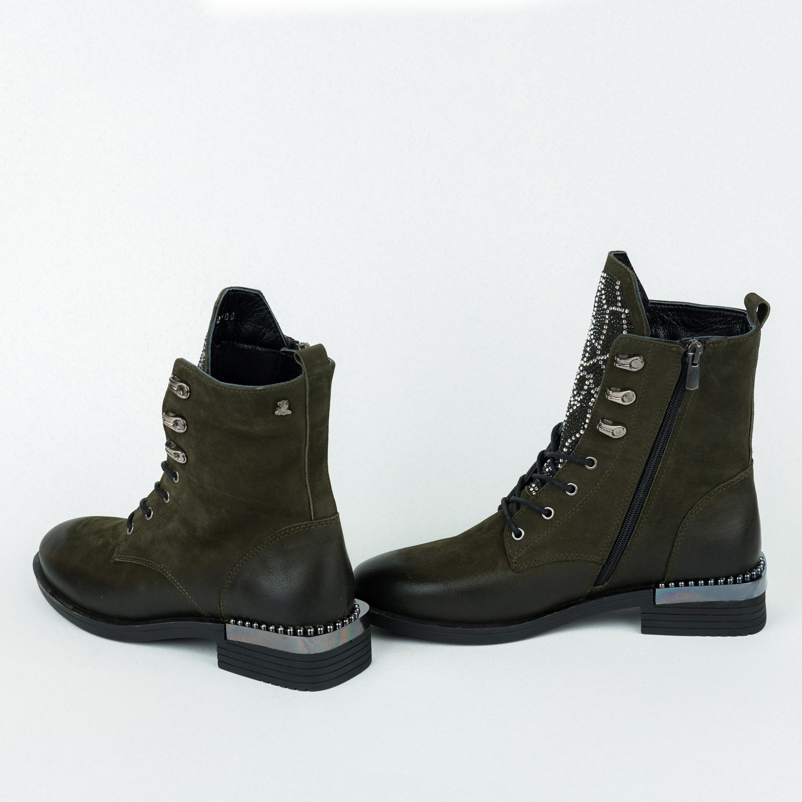 Leather ankle boots B309 - DARK GREEN