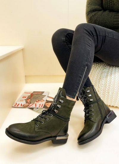 Leather ankle boots B309 - DARK GREEN