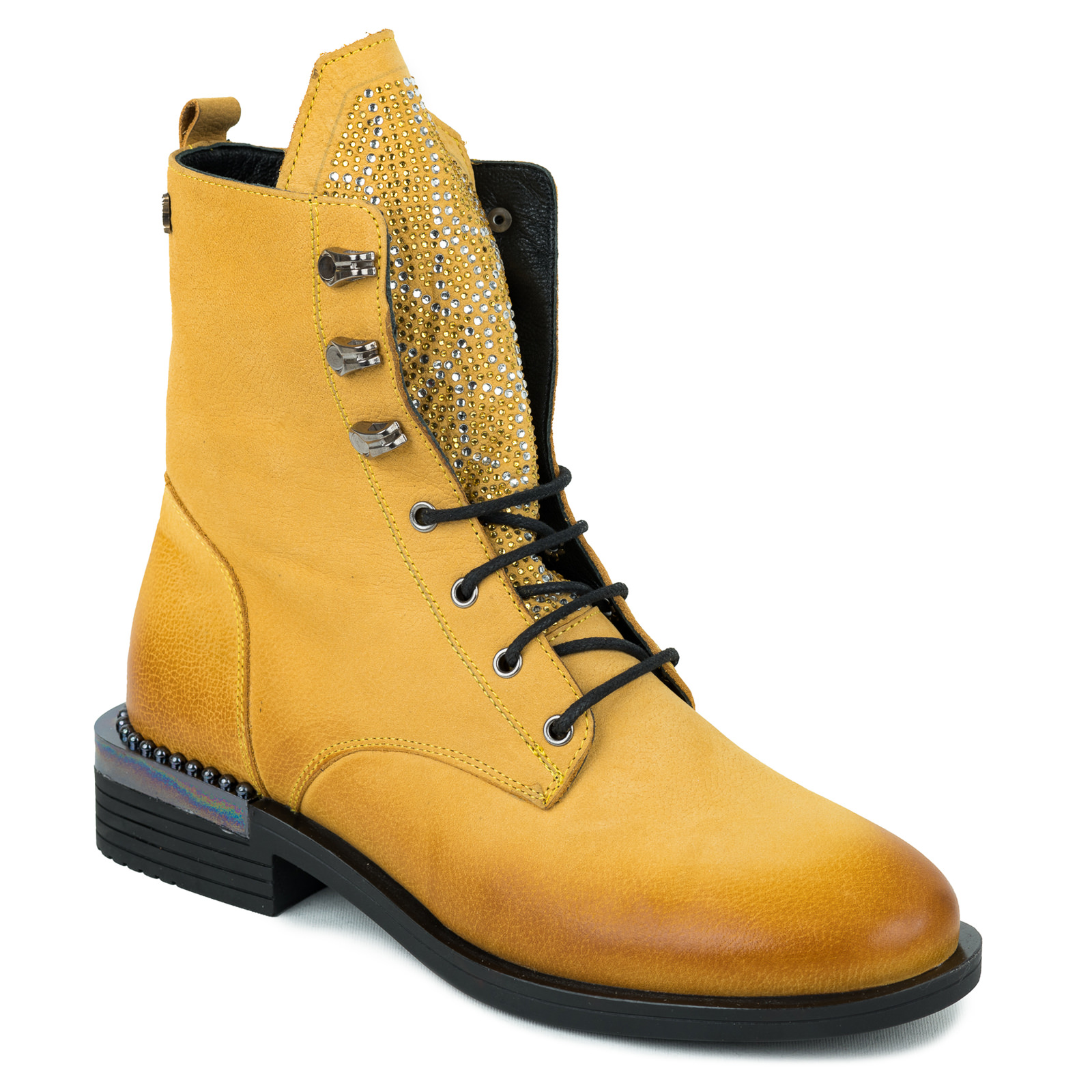 Leather ankle boots B309 - YELLOW