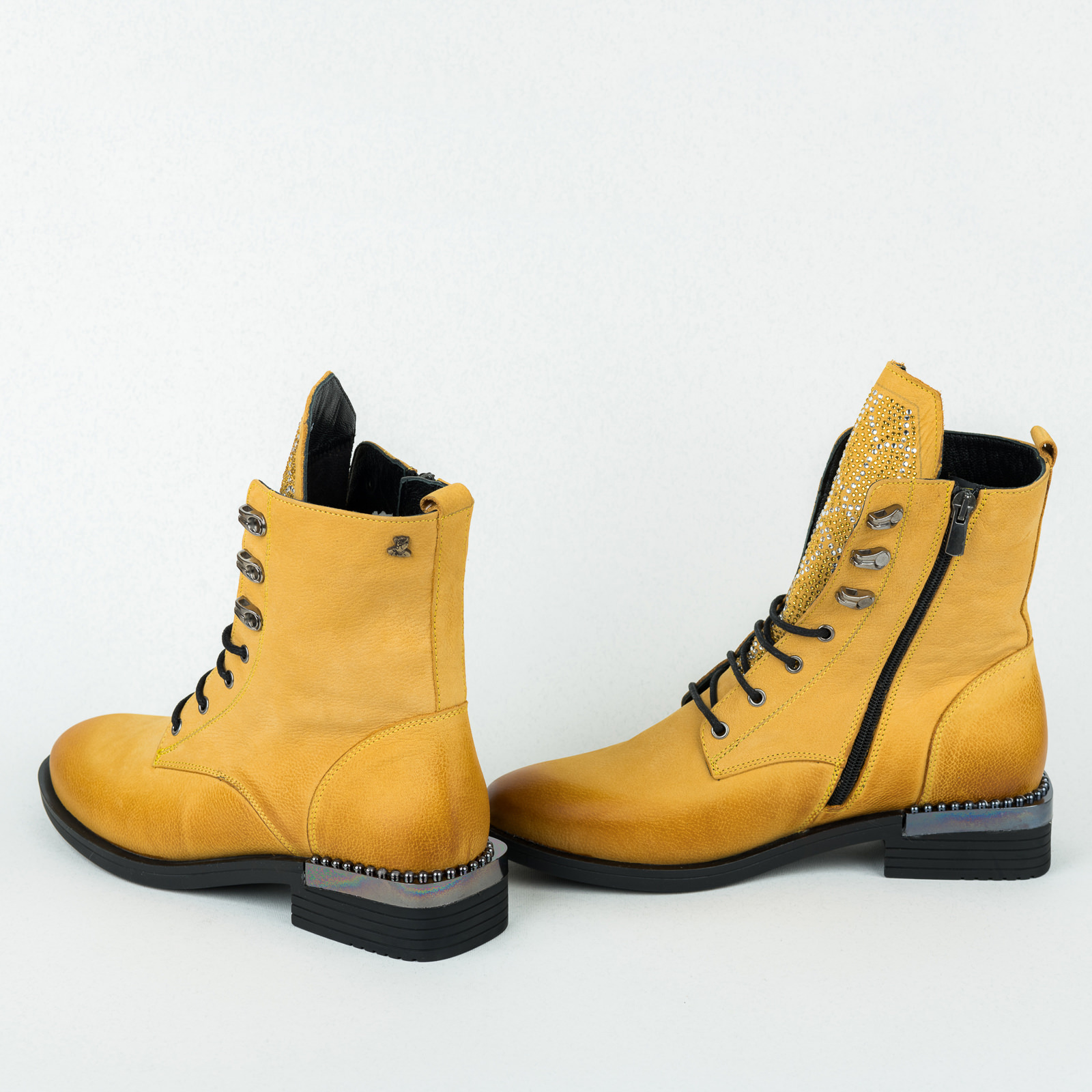 Leather ankle boots B309 - YELLOW
