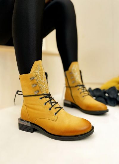 Leather ankle boots AVANNA - YELLOW