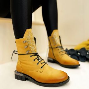 Leather ankle boots AVANNA - YELLOW