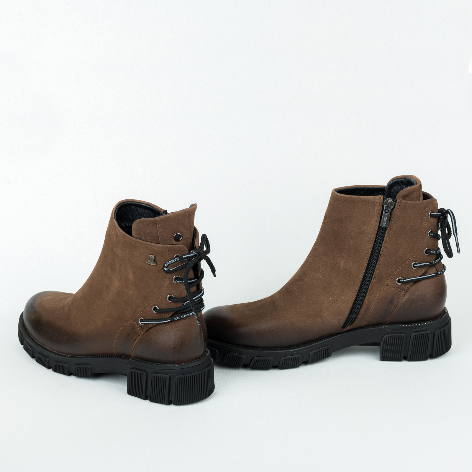 Leather ankle boots B630 - BROWN