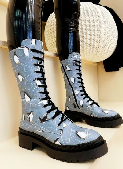 Leather boots KALANI PENGUIN - LIGHT BLUE