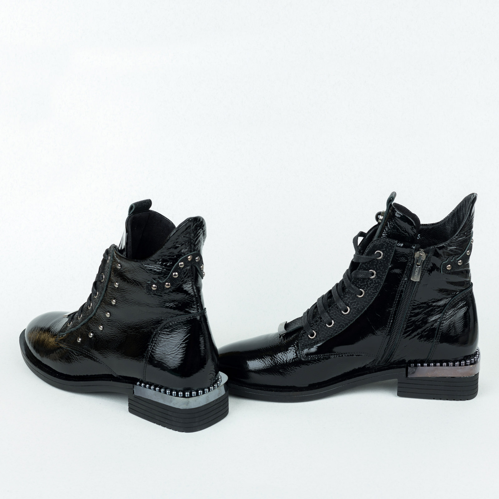 Leather ankle boots B651 - BLACK
