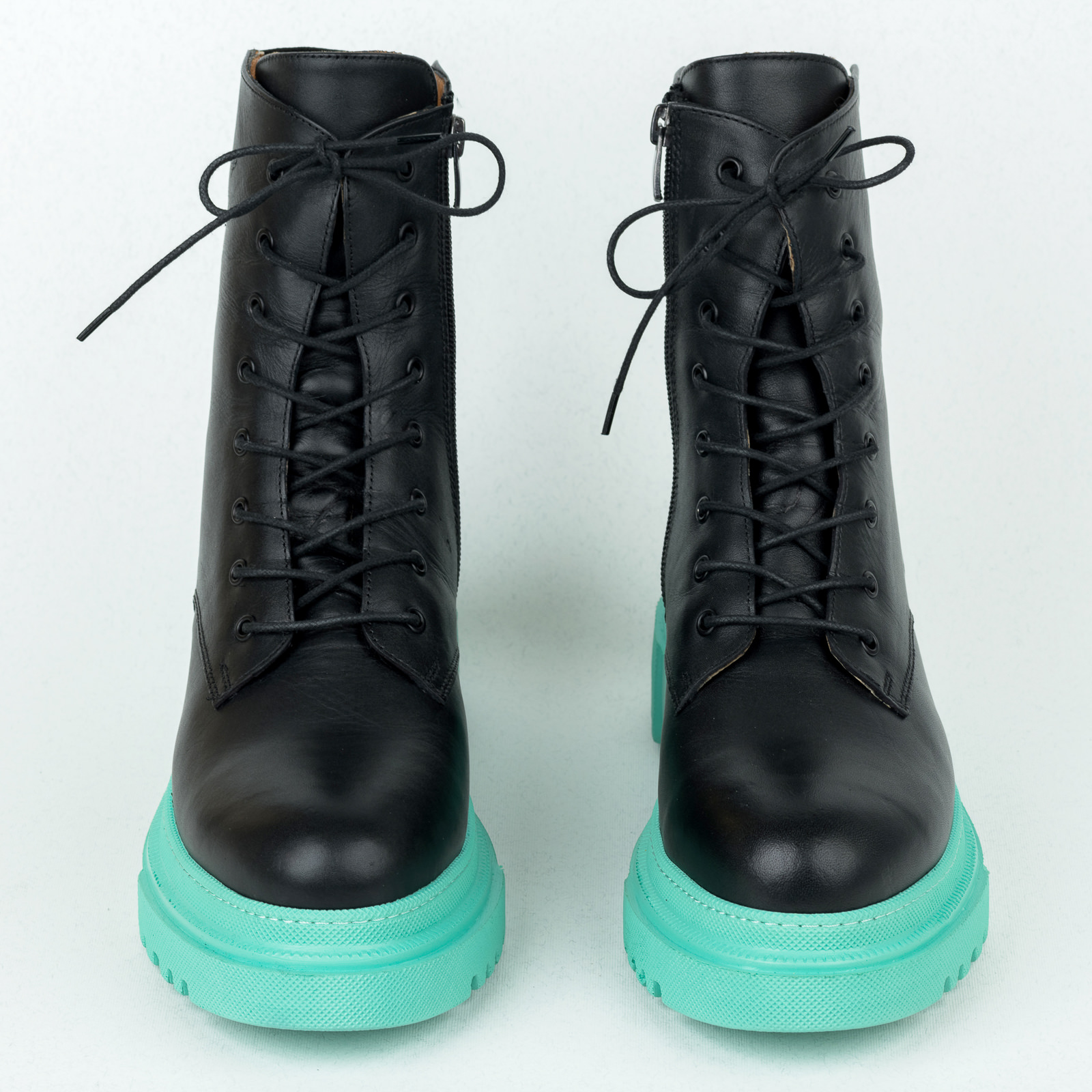Leather booties B653 - BLACK