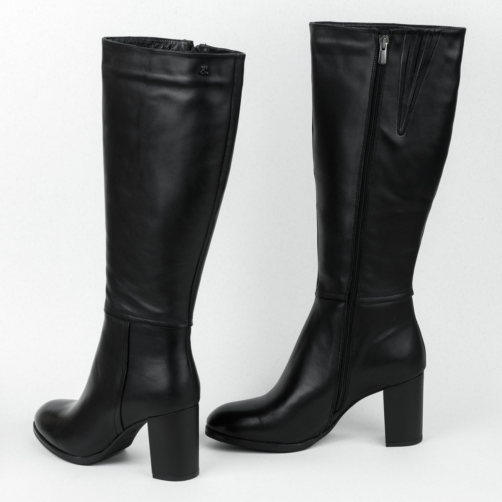 Leather boots B659 - BLACK