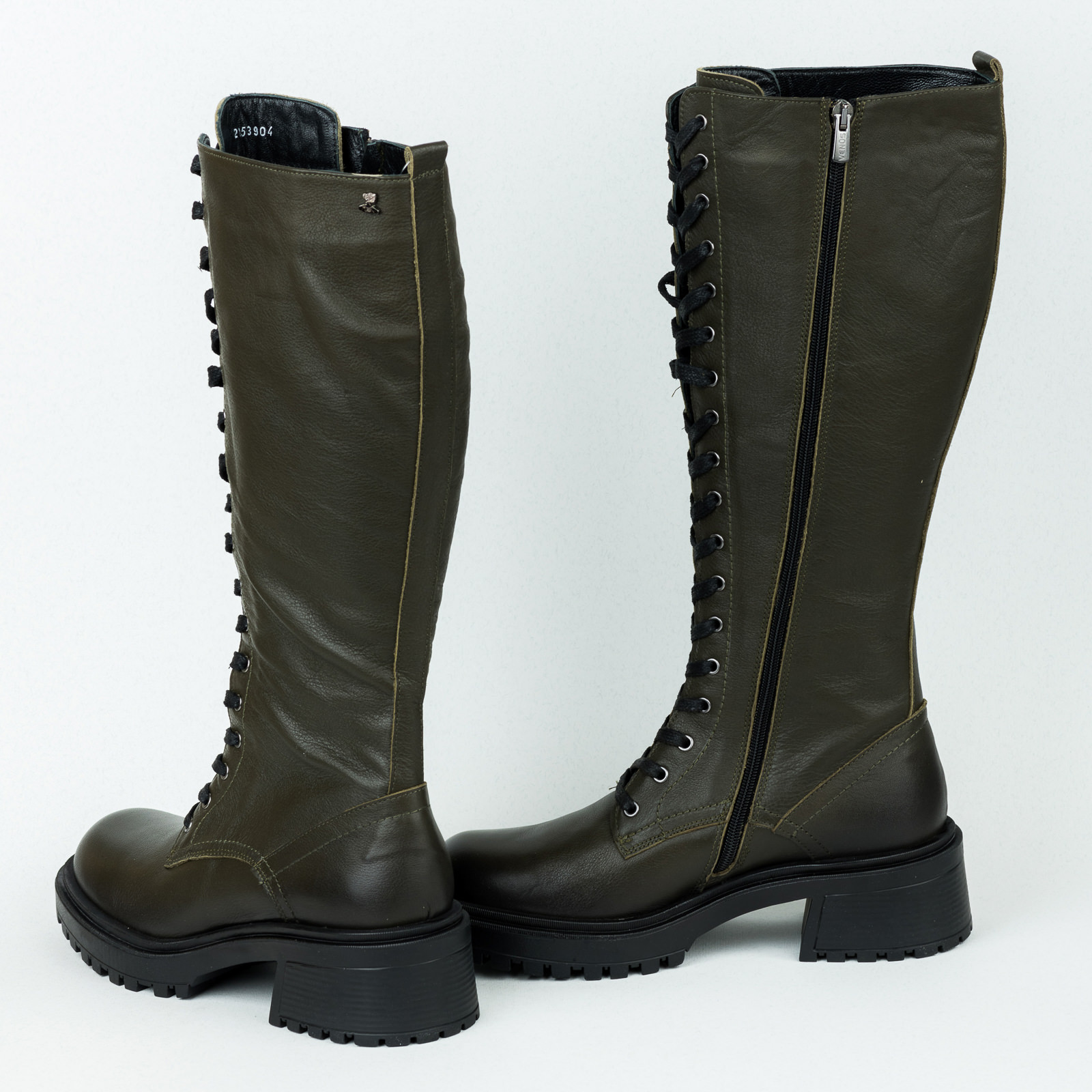 Leather boots B633 - DARK GREEN