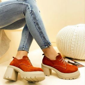 Leather shoes & flats KESAR - ORANGE