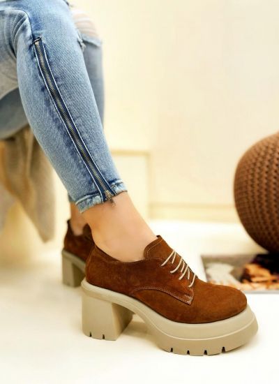 Leather shoes & flats KESAR - BROWN