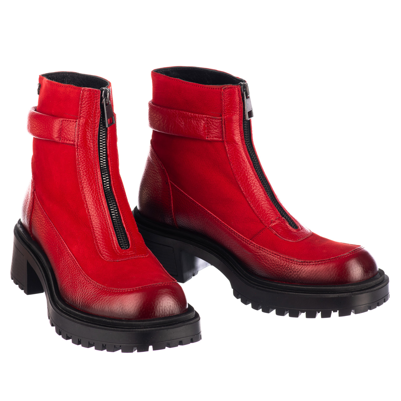 Leather ankle boots B675 - RED