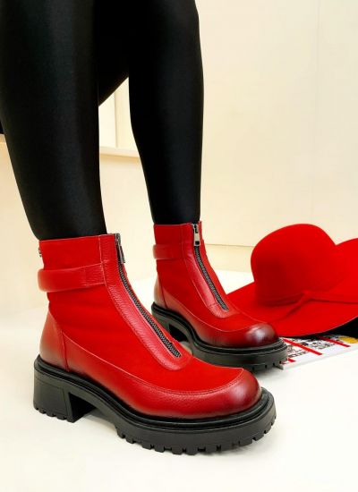 Leather ankle boots DEEPA - RED