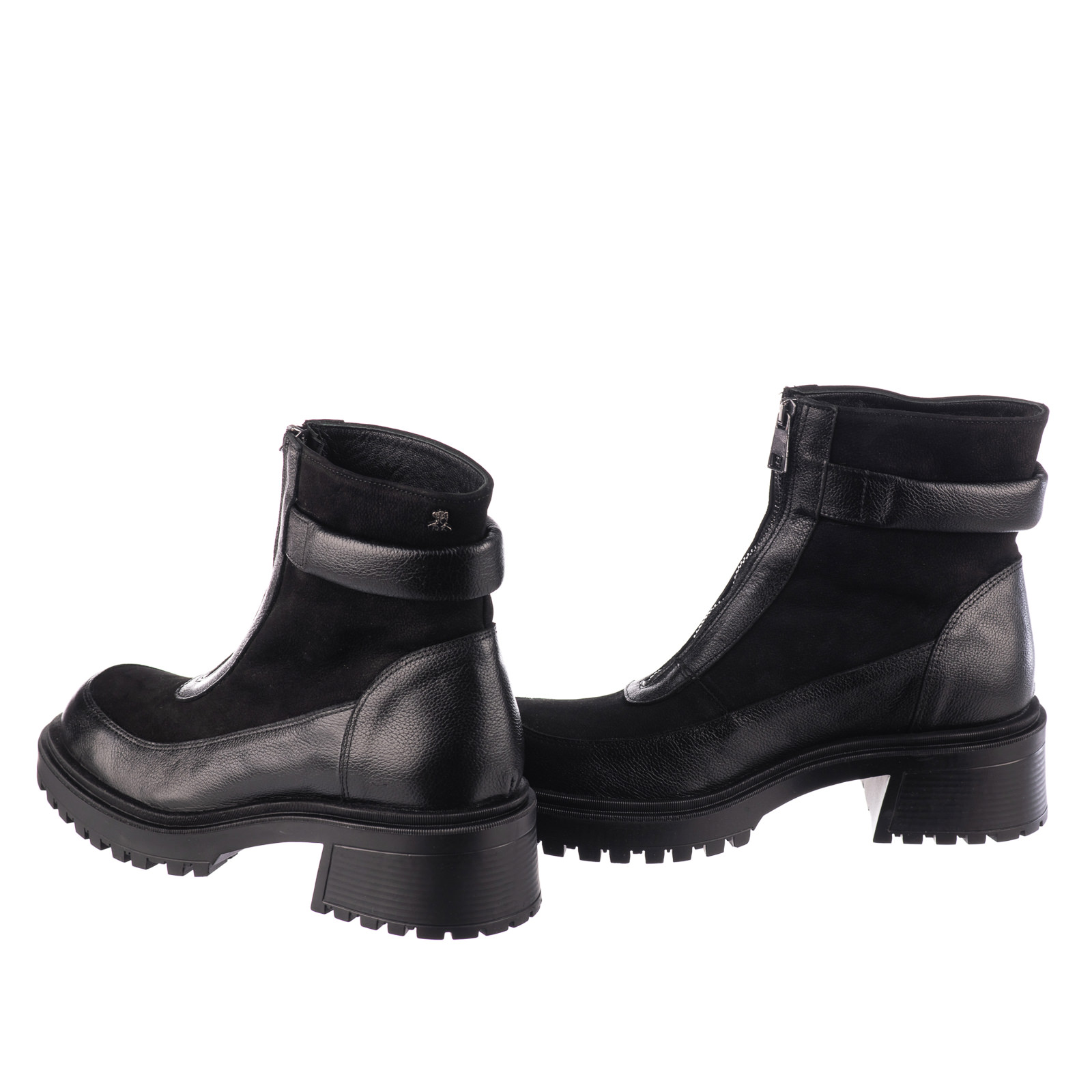 Leather ankle boots B675 - BLACK
