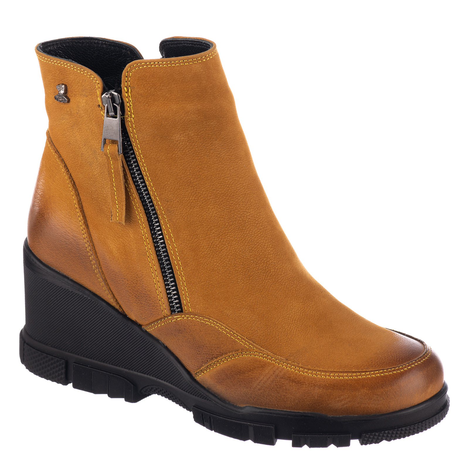 Leather ankle boots B350 - OCHRE