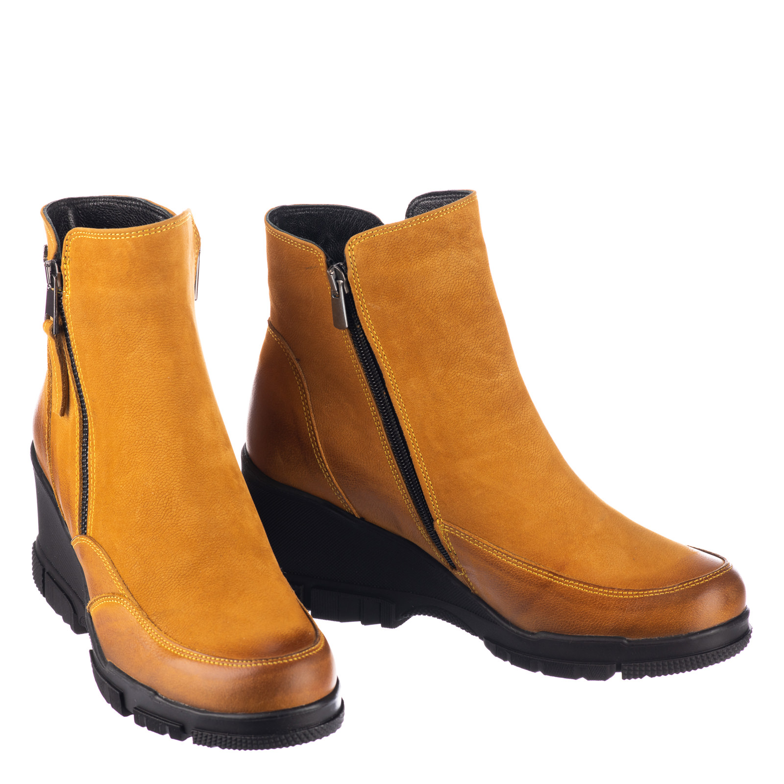 Leather ankle boots B350 - OCHRE