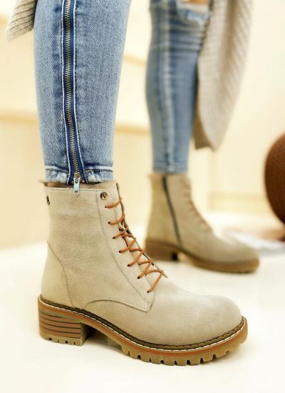 Leather ankle boots B435 - BEIGE