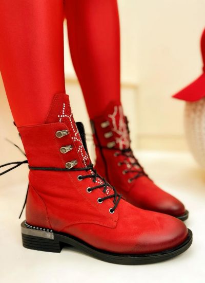 Leather ankle boots AVANNA - RED