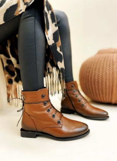 Leather ankle boots B348 - BROWN