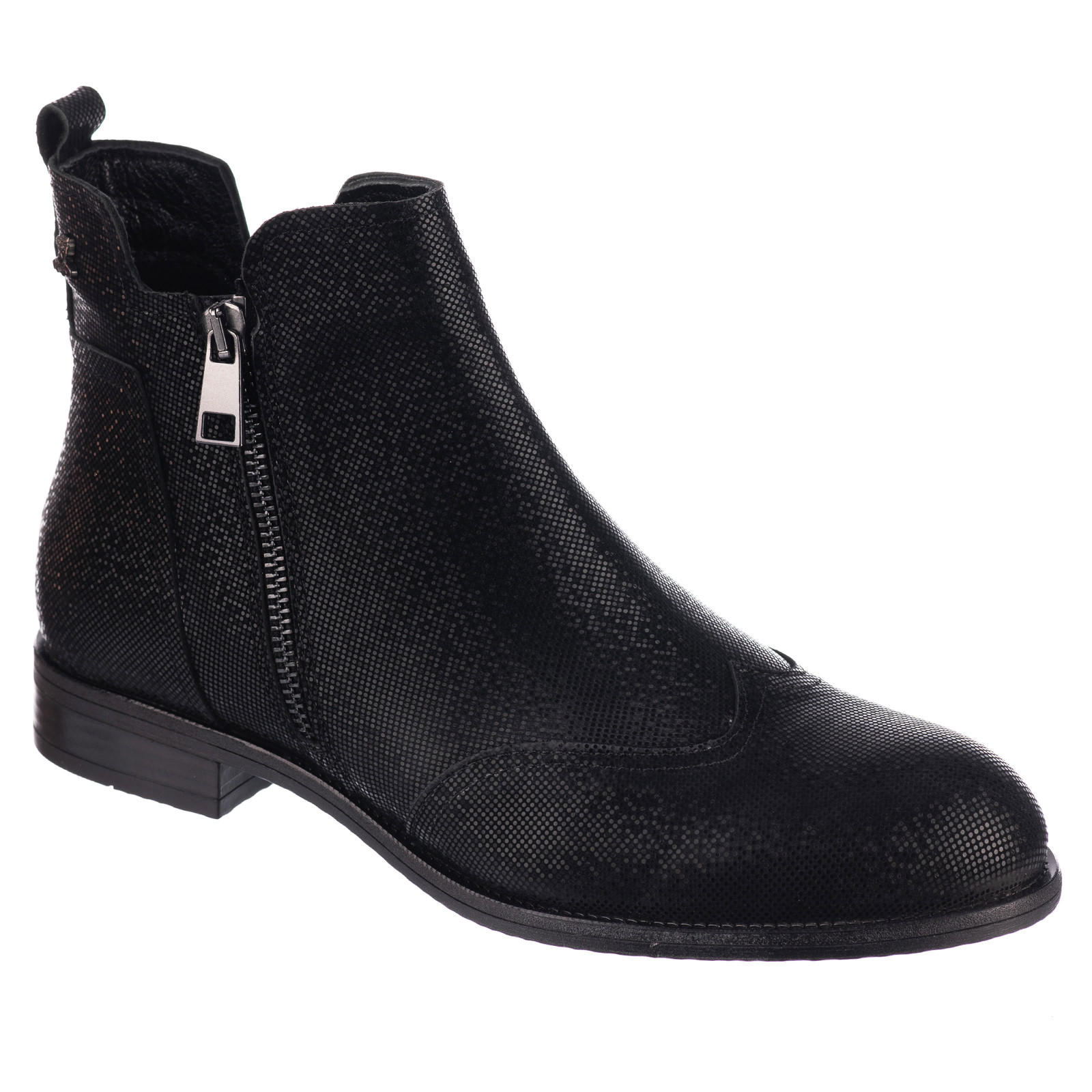 Leather ankle boots B676 - BLACK