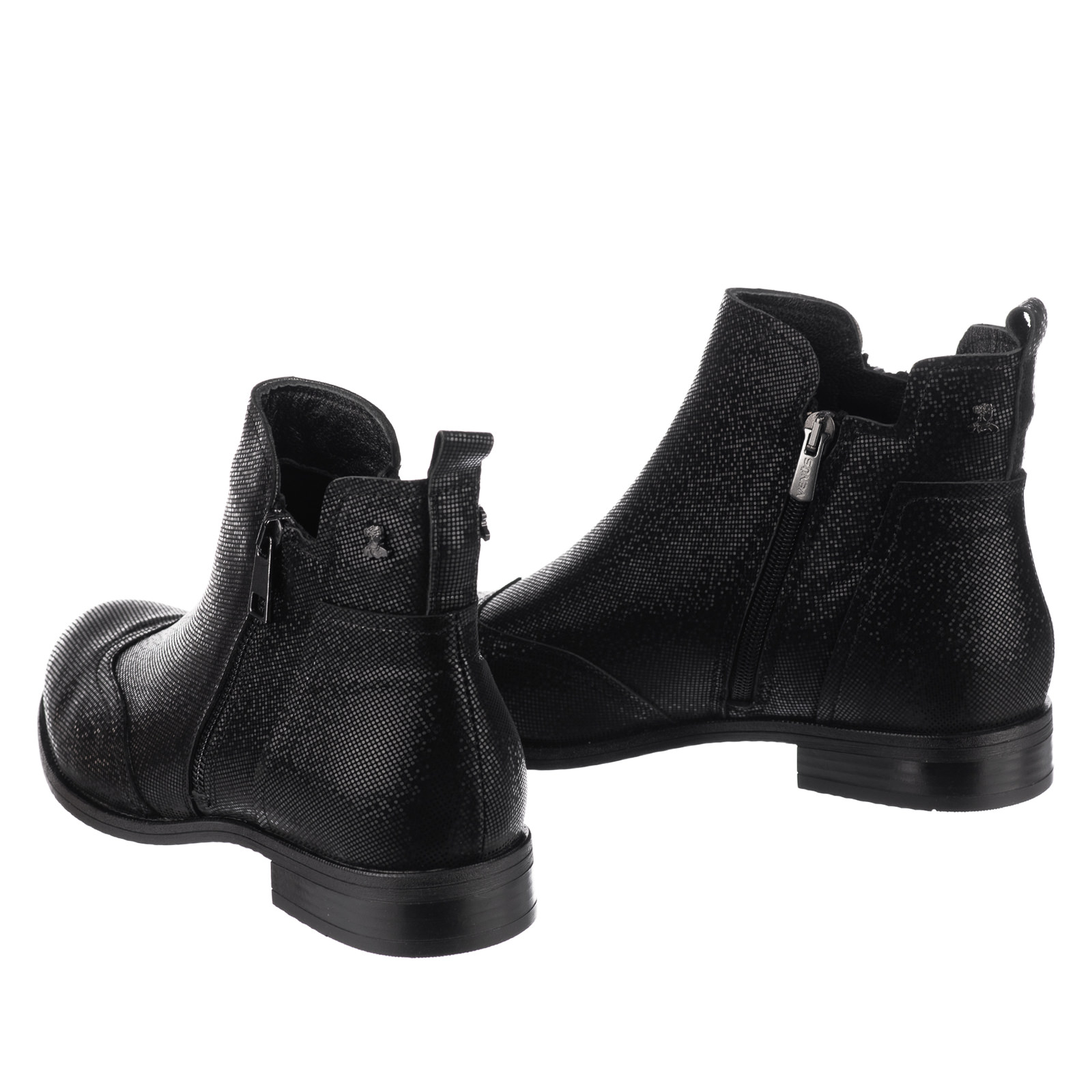 Leather ankle boots B676 - BLACK