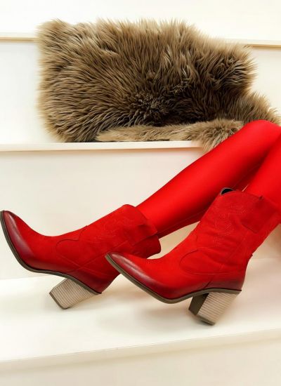Leather ankle boots ELLISE - RED