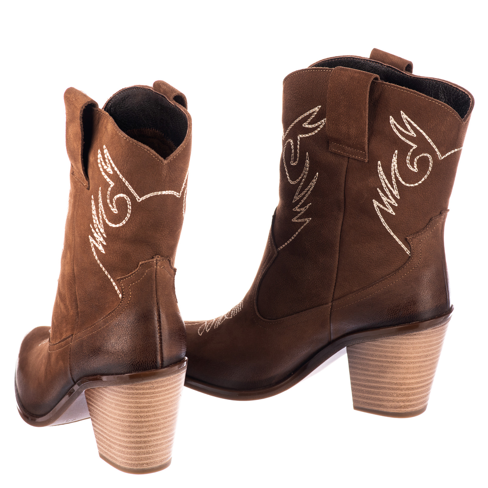 Leather ankle boots B677 - BROWN