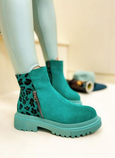 Leather ankle boots B343 - TURQUOISE