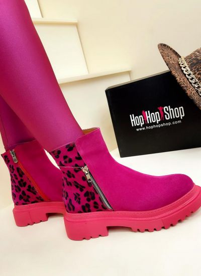 Leather ankle boots MALIAH LEOPARD - PINK