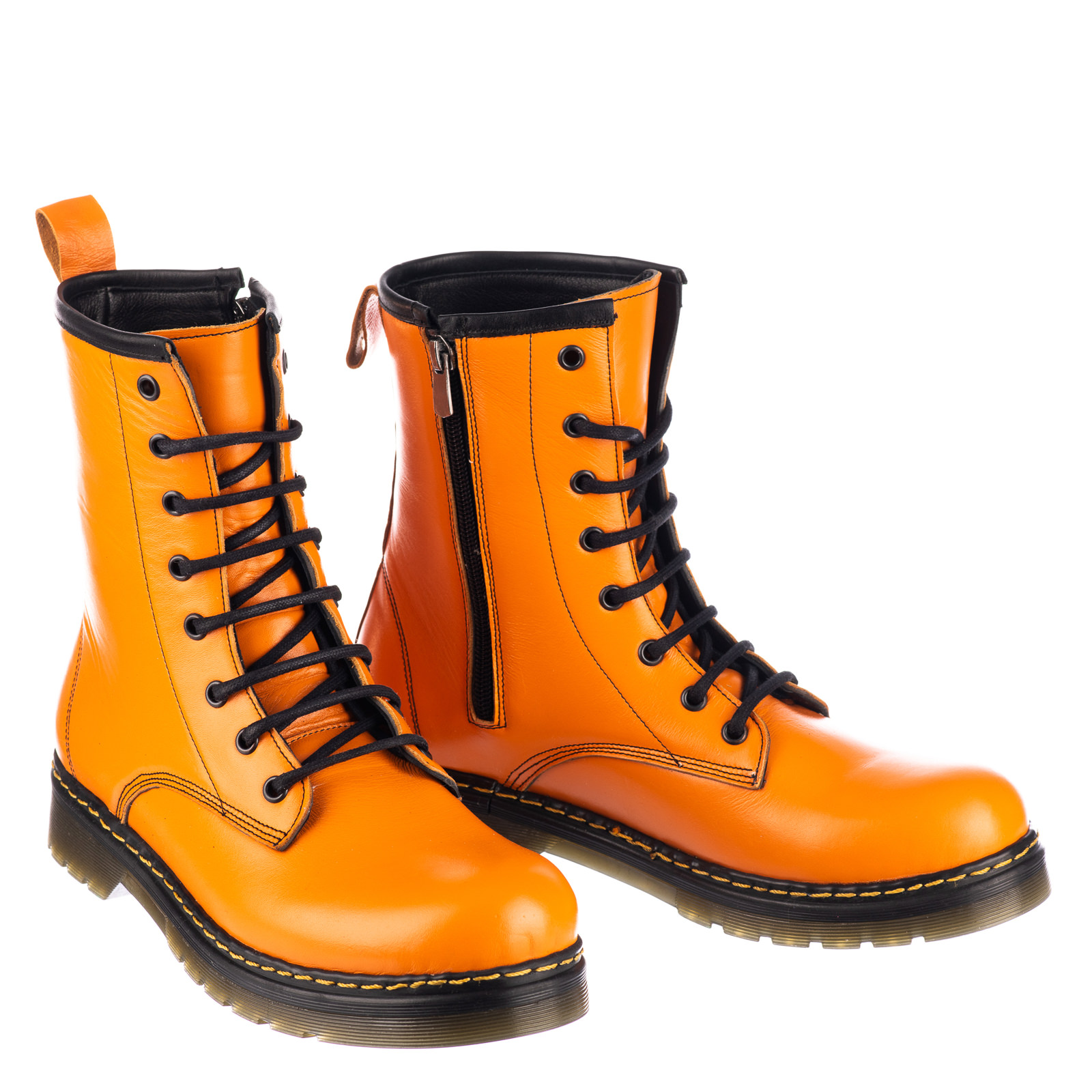 Leather booties B222 - ORANGE