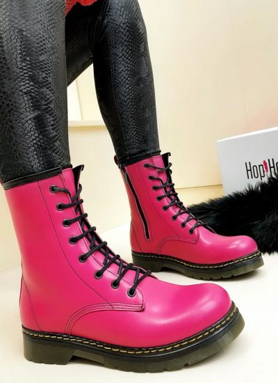 Leather booties AMITA - PINK