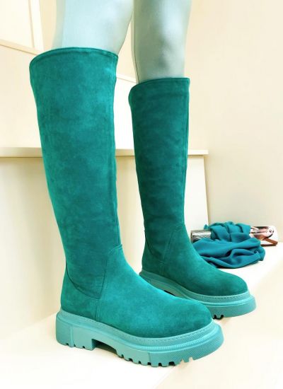 Leather boots MICAH NUBUCK - TURQUOISE