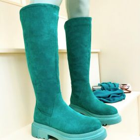 Leather boots MICAH NUBUCK - TURQUOISE