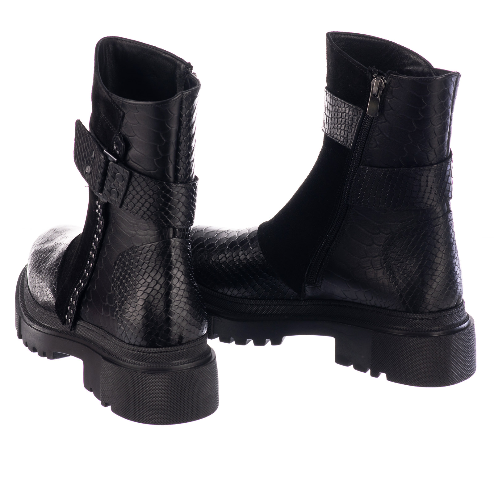 Leather ankle boots B687 - BLACK