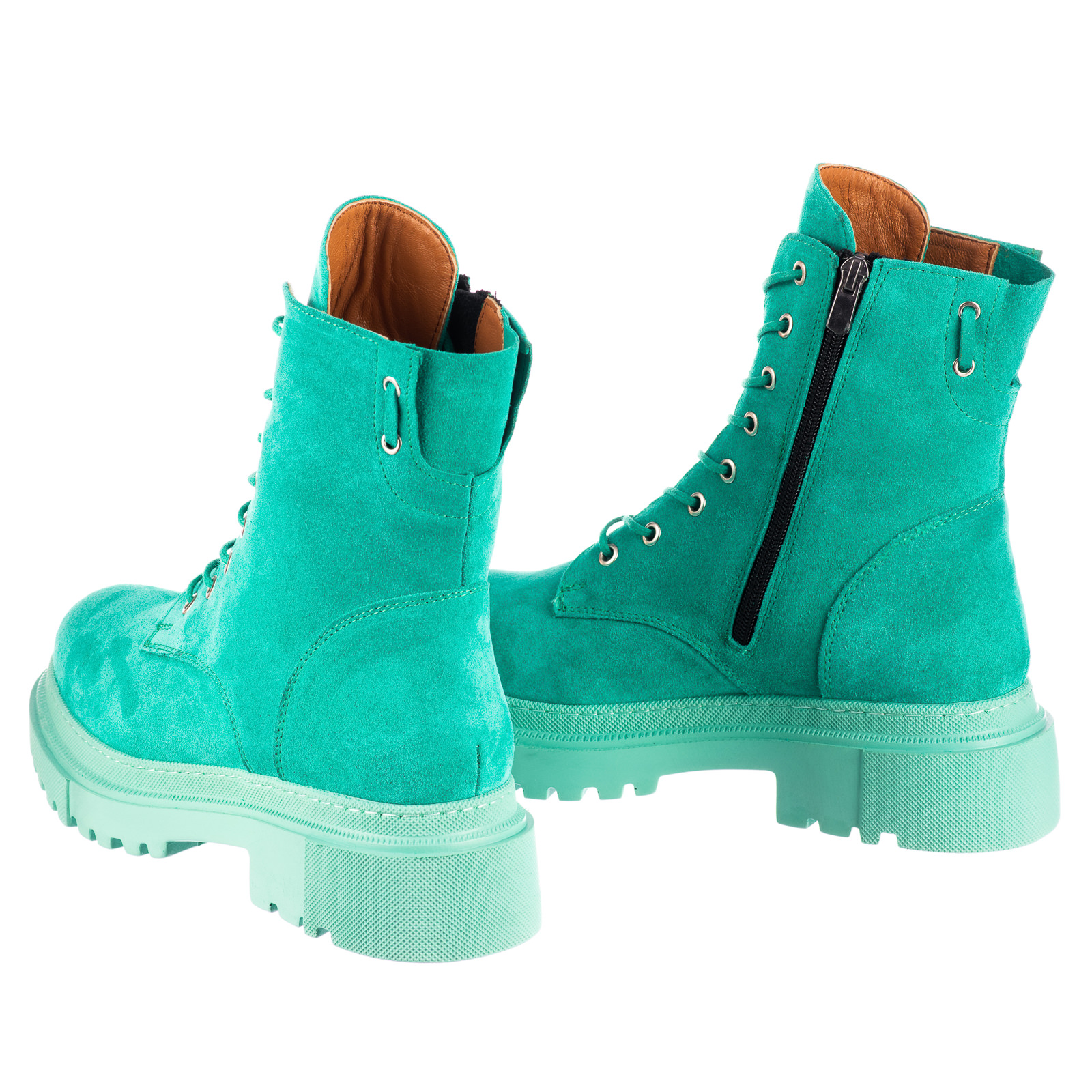 Leather booties B688 - TURQUOISE