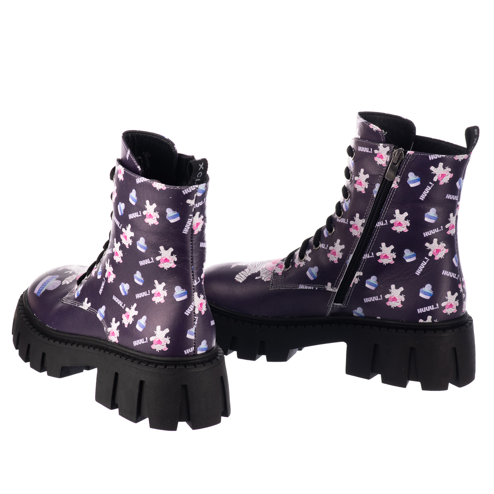 Leather ankle boots DARCEY PIGGY - VIOLET