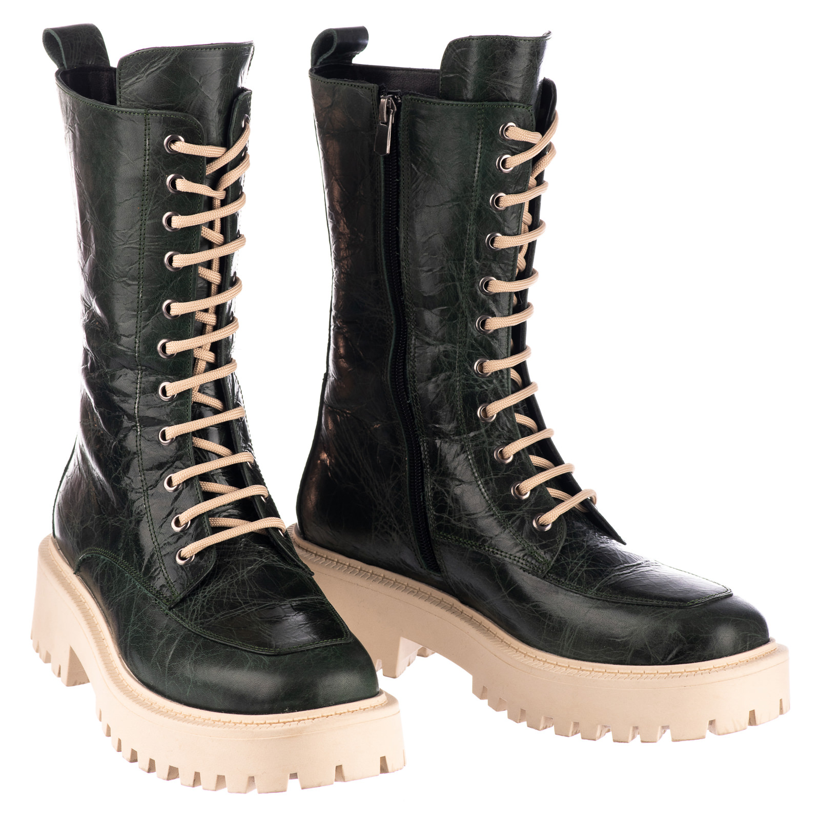 Leather ankle boots B697 - GREEN