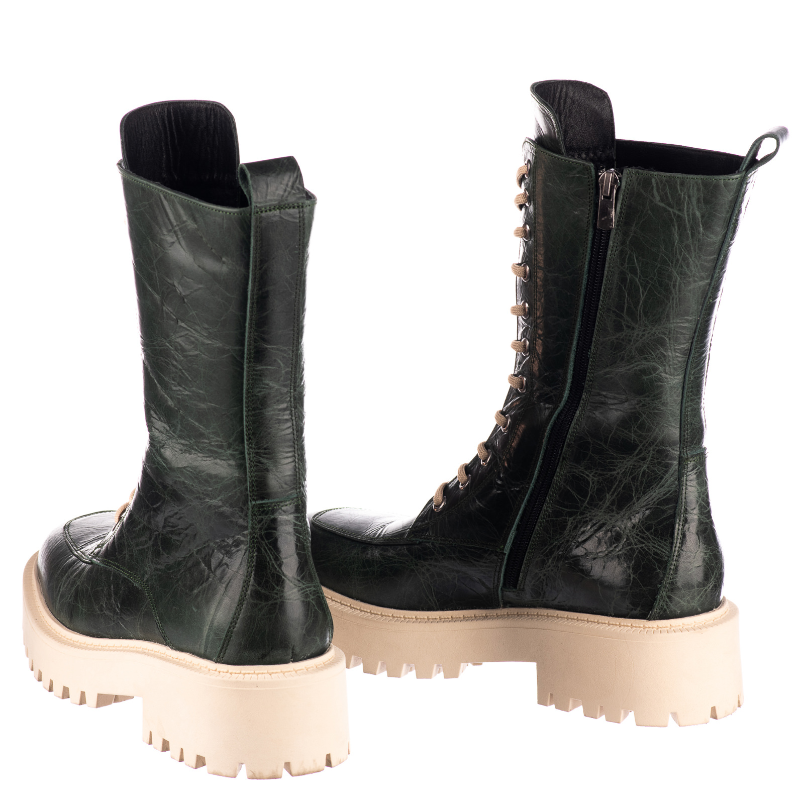 Leather ankle boots B697 - GREEN