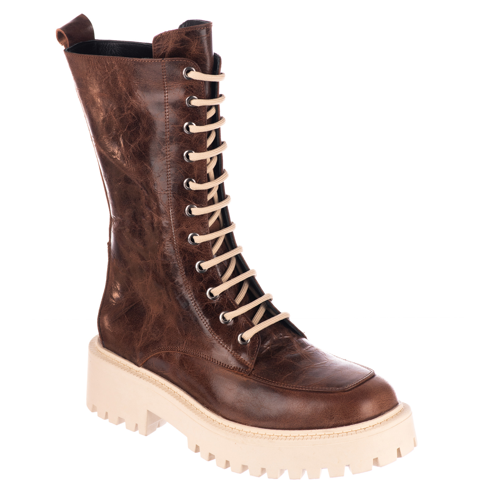 Leather ankle boots B697 - BROWN