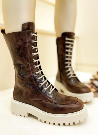 Leather ankle boots B697 - BROWN