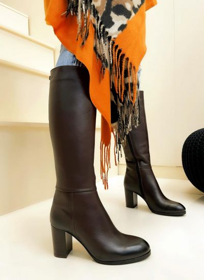 Leather boots MEDHA - BROWN