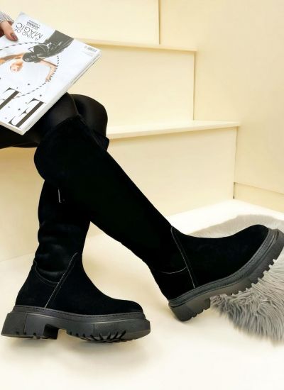 Leather boots MICAH NUBUCK - BLACK