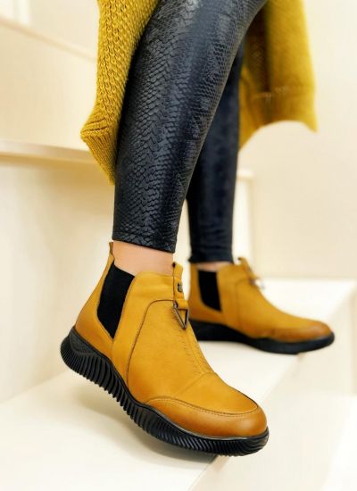 Leather ankle boots B353 - OCHRE
