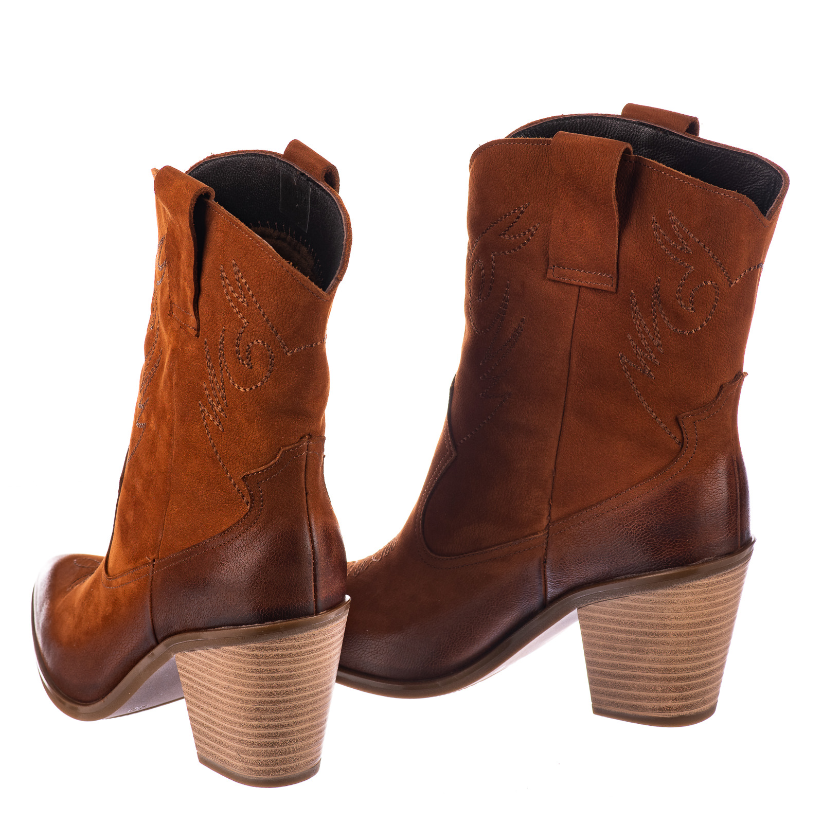 Leather ankle boots B677 - CAMEL