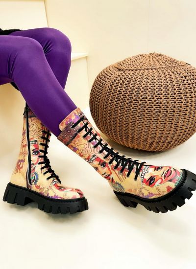 Leather boots JAMINI - BEIGE