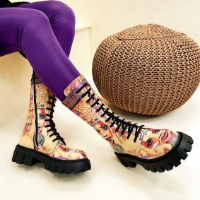 Leather boots JAMINI - BEIGE