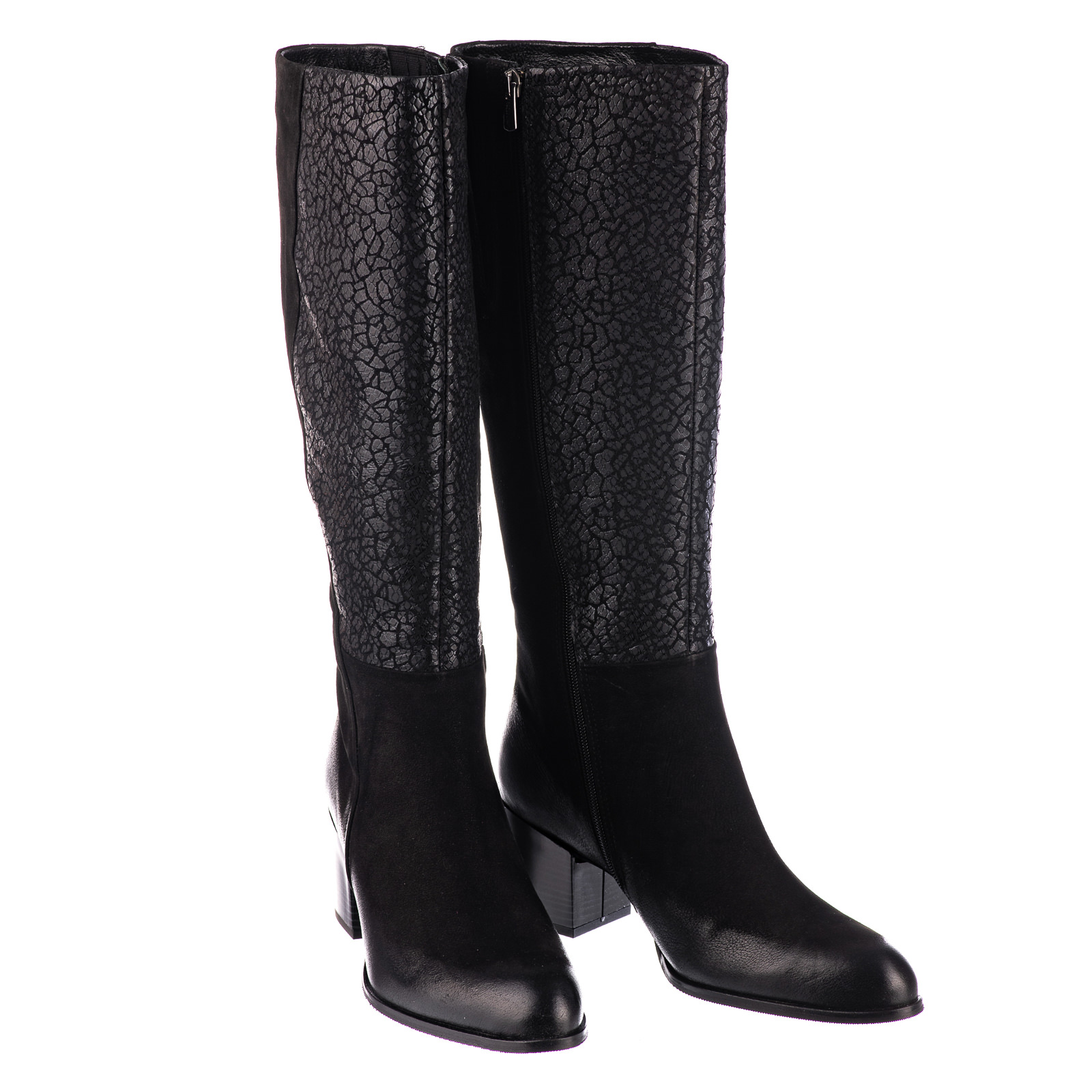 Leather boots B734 - BLACK