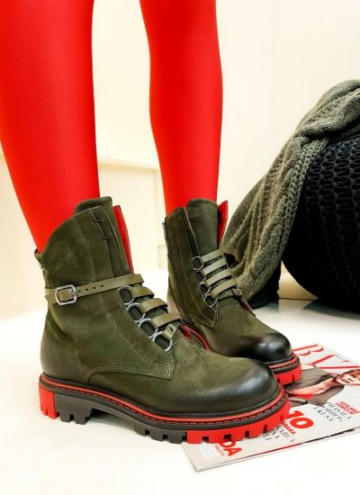 Leather ankle boots B310 - DARK GREEN
