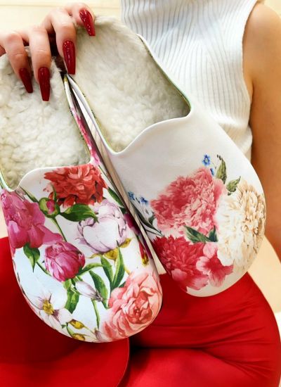 Patterned women clogs FLOWERS - WHITE